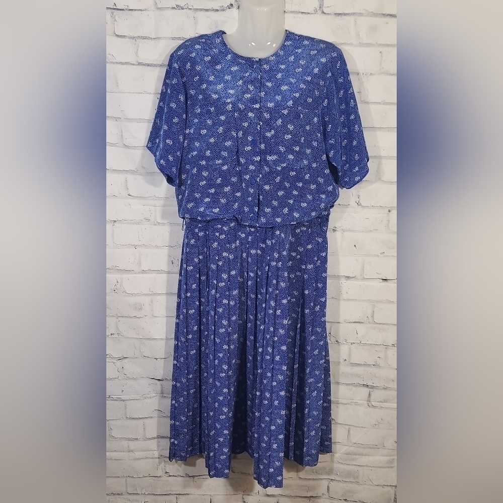 Vintage 80's Liz Roberts Pleated Midi Dress